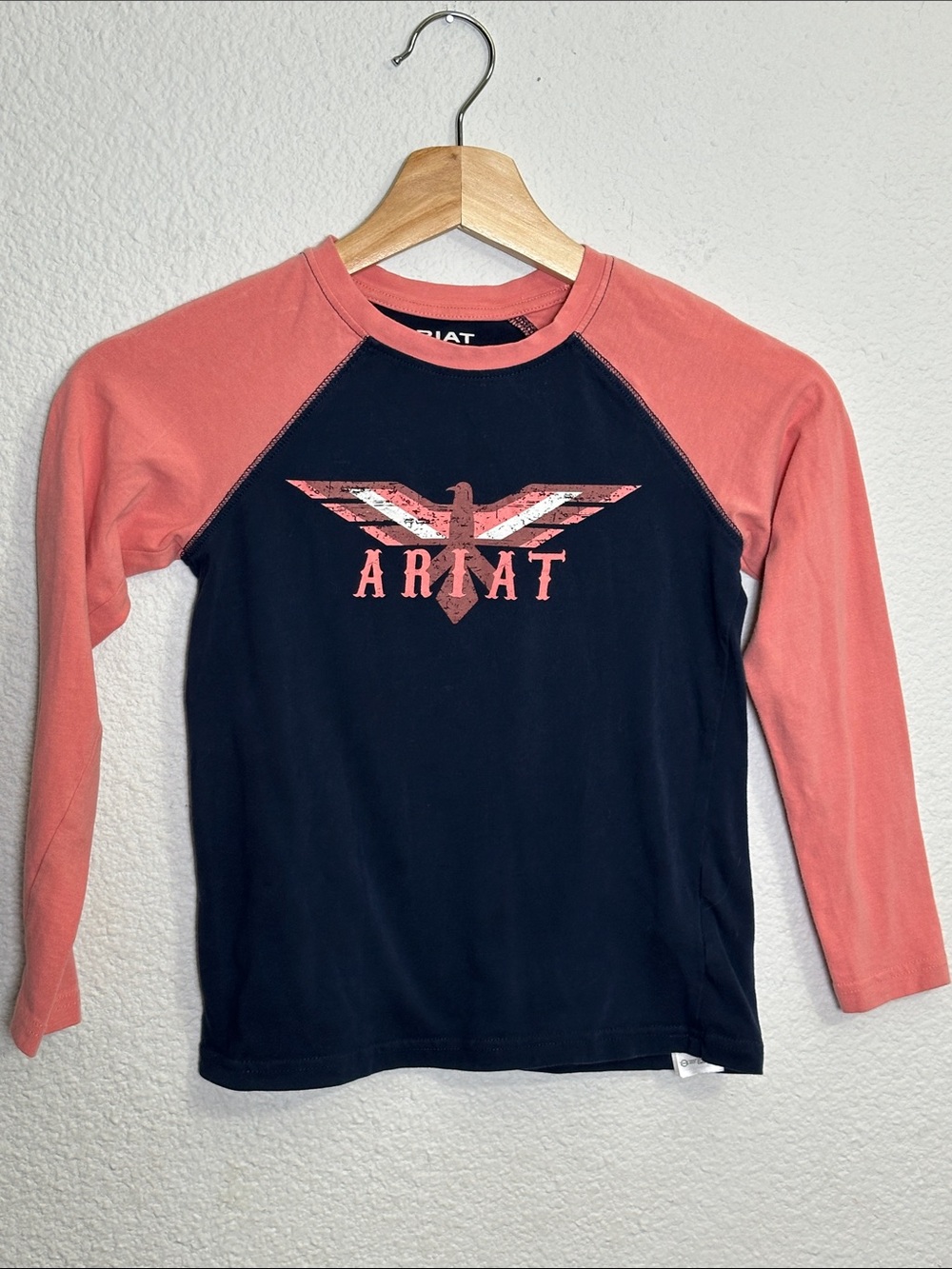 Ariat Girls REAL Firebird Raglan Tee Shirt Long Sleeve Top Size XS 7